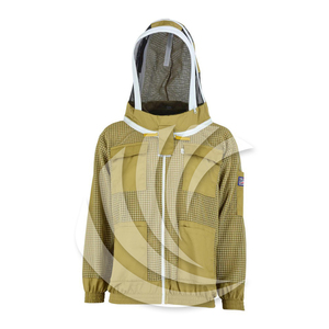 Veste d'abeille kaki robuste | Veste en maille ventilée coupe confortable avec voile de protection pour escrime, poches pour outils - Product Image 1