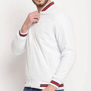 Blouson de bombardier pour hommes de conception personnalisée d'usine OEM pour hommes matériau léger pas de cuir ou de laine blouson de bombardier pour hommes à la mode vêtements d'extérieur - Product Image 4