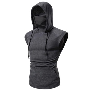 Vêtements d'entraînement pour hommes Sweats à capuche sans manches Bodybuilding Sleeveless Gym Hoodies Sweat à capuche d'entraînement pour hommes Débardeur pull masque personnalisé - Product Image 6