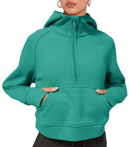 Women's Winter <b>Hoodies</b> Canvas Collar Pullover 1/2 Zipper Sweatshirts Long Sleeve Regular <b>Thumb</b> <b>Hole</b> Front - Product Image 1