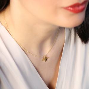 Laser Cut <b>Bee</b> Design Pendant Necklace 925 Sterling Silver Gold Plated Handmade Turkish Wholesale Jewelry - Product Image 3