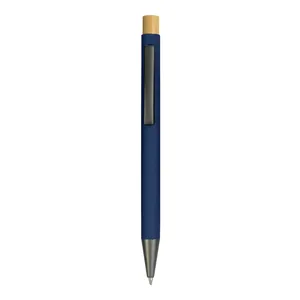 Penna in Metallo Gommato Personalizzata con Dettagli in Bambù - Gadget Promozionale - Product Image 5