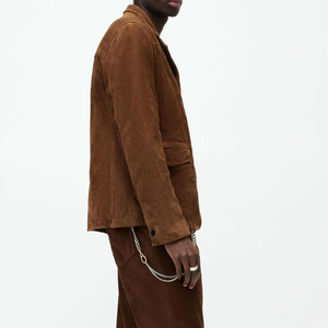 Fabricant pakistanais conception personnalisée veste en daim d'hiver pour hommes toile tissu avant Logo col roulé coupe-vent respirant - Product Image 4