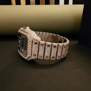 Montre unisexe de luxe haut de gamme en acier inoxydable avec mouvement japonais ETA, sertie de moissanite carrée, résistante à l'eau 3 BAR, pour tous - Product Image 2