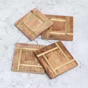 Ensemble de sous-verres en résine en bois d'inspiration vintage, tapis de boisson faits à la main pour bar, thé, café et cadeaux, fabriqués à la main en Inde - Product Image 4