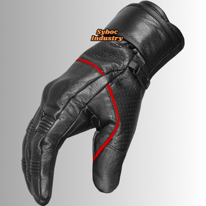 Guantes de motociclista de cuero, antideslizantes, de piel de cabra real, guantes de carreras con equipo protector para motocicleta - Product Image 1