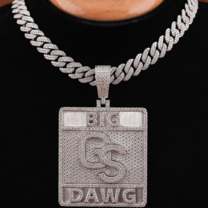 Customized Square Moissanite Icy Pendant Necklace Fashionable Hip Hop Jewelry <b>Rope</b> Personalized Sterling <b>Silver</b> Letter Shape - Product Image 5