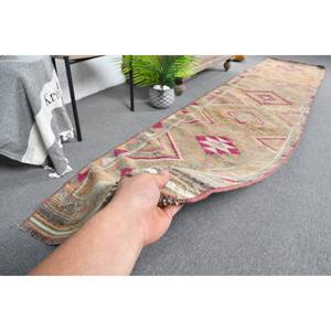 Tapis Turc Vintage Rustique Rouge Orange 2.4X11 pieds Grande Surface Patchwork Design pour Couloir Chambre Laine Latex pour Chambre Chevet - Product Image 3