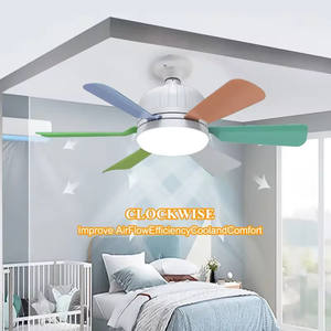 Ventilador de Techo 2 en 1 con Luz LED, 5 Aspas, Motor AC/DC, Control Remoto, para Dormitorio y Cocina, Cuerpo de ABS/Plástico/Madera - Product Image 3