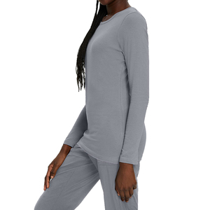 Chemisier médical pour femme de haute qualité, manches longues, en jersey tricoté Spandex/Polyester, pour usage hospitalier, couleurs et logo personnalisables, sans coutures - Product Image 5