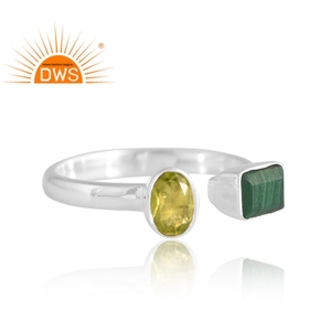 Meilleure vente 925 argent Sterling naturel Malachite et péridot bague en pierres précieuses bijoux personnalisés pour les femmes cadeau pour elle - Product Image 4