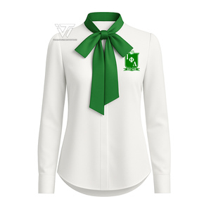 Griego Iota Phi Lambda Sorority ropa lista para enviar pajarita cuello elegante camisa de seda blusa - Product Image 1