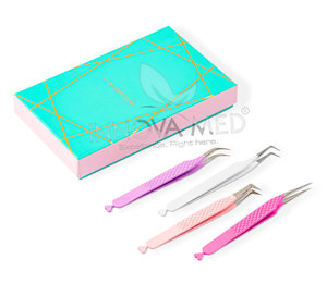 Pince à épiler pour artiste en cils avec logo personnalisé, 45, 75, 90 degrés, en acier inoxydable, nano-adhérence, outil de beauté pour extensions de cils - Product Image 2