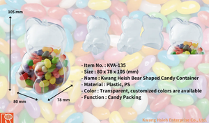 Kwang Hsieh Boîte à bonbons en plastique en forme d'ours, matériau PS réutilisable et écologique - Product Image 4