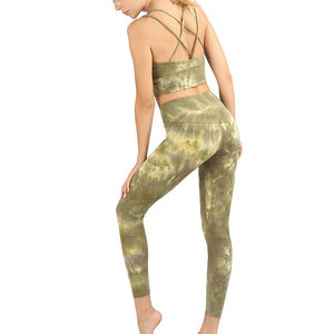 Conjunto de Yoga para Mujer, Última Tendencia, Nuevo, Diseño Sólido en la Parte Delantera, Logotipo Personalizado, Transpirable, Conjunto de 2 Piezas - Product Image 5