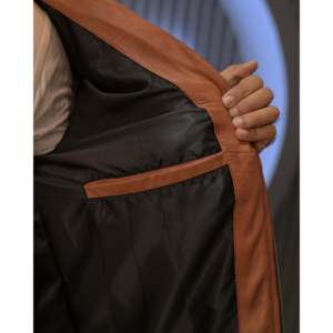 Veste matelassée en cuir classique vintage Sf11, marron ionique, imperméable, fermeture éclair, décoration à pompons, motif brodé, tailles XL à 6XL - Product Image 6