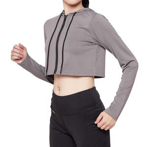 เสื้อฮู้ดเอวลอยสำหรับผู้หญิงเสื้อฮู้ดระบายอากาศได้ดีโลโก้ออกแบบได้ตามต้องการ - Product Image 6