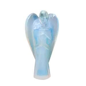 Productos al por mayor artesanía de cristal tallas de Cristal sueño Opalite Ángel para recuerdo fengshui amatista cristal ángeles piedra