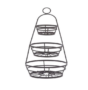 Nouvelle arrivée classique métal fer corbeille de fruits enduit noir fonction suspendue vente directe usine tendance grossiste fabricant - Product Image 1