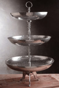 Servidor de soporte de pastel de 2 niveles de esmalte blanco niquelado de aluminio caliente con tallo de pájaro decorativo soporte de pastel de bajo precio barato al por mayor - Product Image 4