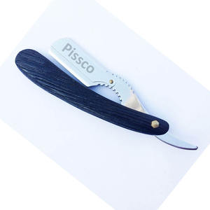 Navaja de afeitar plegable personalizada de acero inoxidable para barbería, con cuchilla intercambiable para corte de pelo - Product Image 3