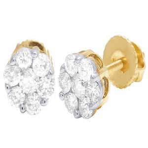 Boucles d'oreilles en argent sterling S925 Moissanite Round Diamond Stud Flower Cluster pour femmes - Product Image 1