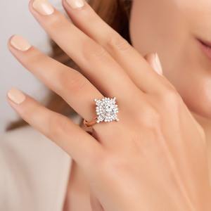 แหวนหมั้นเพชรแบบเพชรสำหรับผู้หญิงแหวนหมั้นเพชรเม็ดกลม2.2ct โตเป็นสาวแสงแดดส่องประกายในห้องปฏิบัติการปรับแต่งได้ตามต้องการเทียบกับความชัดเจนสีทอง14K สำหรับผู้หญิง - Product Image 4