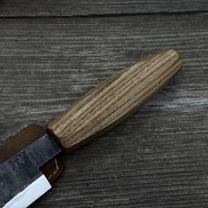 Cuchillo recto hoja afilada de acero al carbono, mango de madera de Fresno, cuchillo de dibujo de vaina de cuero para carpintería - Product Image 4