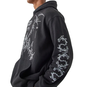 2025 vente en gros 500Gsm respirant polaire lavage à l'acide brodé 100% coton lourd Vintage surdimensionné pull solide imprimé - Product Image 5