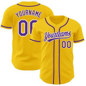 Pakistán ropa deportiva industria personalizada amarillo púrpura-blanco auténtico béisbol Jersey - Product Image 1