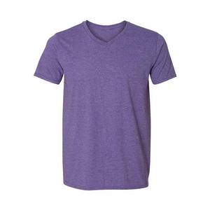 T-shirt de sport d'été pour hommes à la mode Nouvelle mode col en V à manches courtes couleur unie sur mesure en polyester coton chemises pour hommes OEM - Product Image 1