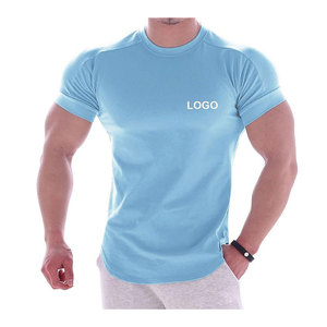 เสื้อยืดออกกำลังกายผู้ชายแบบรัดรูป ประสิทธิภาพสูง รับผลิตตามแบบ (OEM) ทรงปกติ ดีไซน์กระชับ ผลิตจากผ้าฝ้ายถัก 100% พร้อมโลโก้ด้านหน้า - Product Image 3