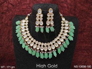Party Wear High Gold Plated Designer <b>Kundan</b> Jewellery Beautiful <b>Kundan</b> Choker Necklace Set - Product Image 3