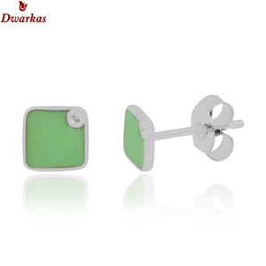 Pendientes de alta calidad 925 plata esterlina Topacio blanco piedra marrón esmalte pendiente para mujer Fabricante Mayorista - Product Image 6