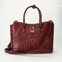 Sac à main de luxe en cuir de crocodile véritable pour femme 2026, sac en cuir véritable de créateur personnalisé avec deux poignées, vente en gros