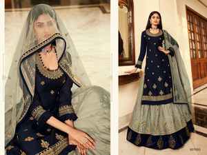 Nouvel arrivage moderne Style Lehenga Georgette lourde & Multi broderie travail & pierre travail Salwar Kameez femmes mode grossiste - Product Image 3