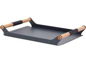 Metal <b>Serving</b> <b>Tray</b> Wooden Base <b>Black</b> Finishing Latest Handcrafted Dinnerware Dish for <b>Serving</b> and Decoration - Product Image 3