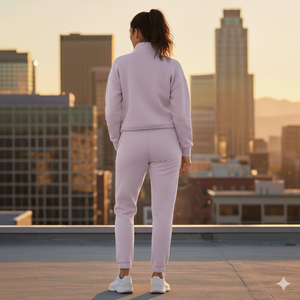 Conjunto de Moda Ecológico de Punto Personalizado para Mujer, Diseño de Cierre con Patrón Sólido, Top de Manga Larga y Pantalones Anchos Casuales - Product Image 5