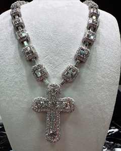 925 argent personnalisé croix pendentif rond Moissanite diamant Hip Hop bijoux glacé charme collier cadeau d'anniversaire - Product Image 4