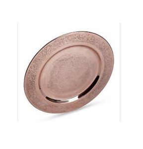 Assiette de service en cuivre indien écologique faite à la main - Luxe, design classique, robuste, grande taille, usage domestique, Saniya - Product Image 1