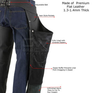 Venta al por mayor Precio de fábrica Moto Chaps Para Hombres Venta Caliente Producto Cuero Chaps Logotipo Personalizado Cuero Chaps - Product Image 2