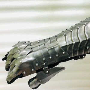 Guanteletes de plata Guantes de armadura medieval de acero Crusader Guntlets Armadura de mano medieval Traje de armadura - Product Image 5