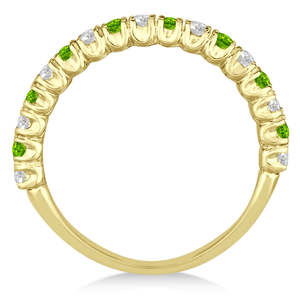 Anillo de Aniversario de 0.75ct con Peridoto y Diamante, Oro Amarillo de 14k con Baño de Rodio, Material PT950, Joyería Fina con Incrustaciones - Product Image 2