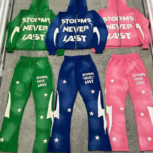 Sudaderas con capucha bordadas con parche desgastado para correr con logotipo personalizable para hombre, chándal para otoño, marca de diseñador - Product Image 3