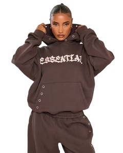 เสื้อคลุมฟลีซหนานุ่มสีชมพูสำหรับฤดูหนาว ผ้าฝ้ายผสมสแปนเด็กซ์  แบบสั้น พิมพ์โลโก้ตามสั่ง  สำหรับผู้หญิง  ทรงโอเวอร์ไซส์  ฮู้ดขนเฟอร์เทียมถอดได้  แบบซิป - Product Image 5