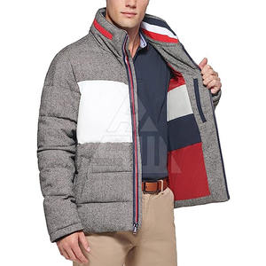 Chaqueta de plumón con capucha y cremallera completa para hombre, cuello alto, logotipo frontal, ligera, elegante, talla grande, servicio OEM, ¡Oferta! - Product Image 5