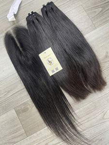 Trame de cheveux humains 100% de haute qualité directe d'usine avec fermeture à lacet transparente Extensions de cheveux haut de gamme Super Double extrémités dessinées - Product Image 2