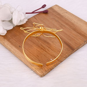 Brazalete Abierto Ajustable de Diseño de Moda, Chapado en Oro Amarillo, Hecho a Mano, Joyería con Dijes, Regalo para Ella - Product Image 3