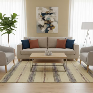 พรมทอมือแบบถักทอลายสก็อตลายดอกไม้ซักได้พรมปูพื้นมีขอบแบบซักได้ดีไซน์แบบโมเดิร์น - Product Image 1