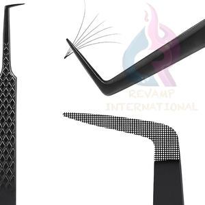 Pinzas Profesionales Internacionales de Acero Inoxidable para Extensión de Pestañas OEM Revamp, Punta de Fibra de Plasma, Empaque con Logotipo Personalizable - Product Image 1